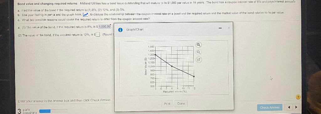 Bond value and changing required returns Midland Utilities has a bond