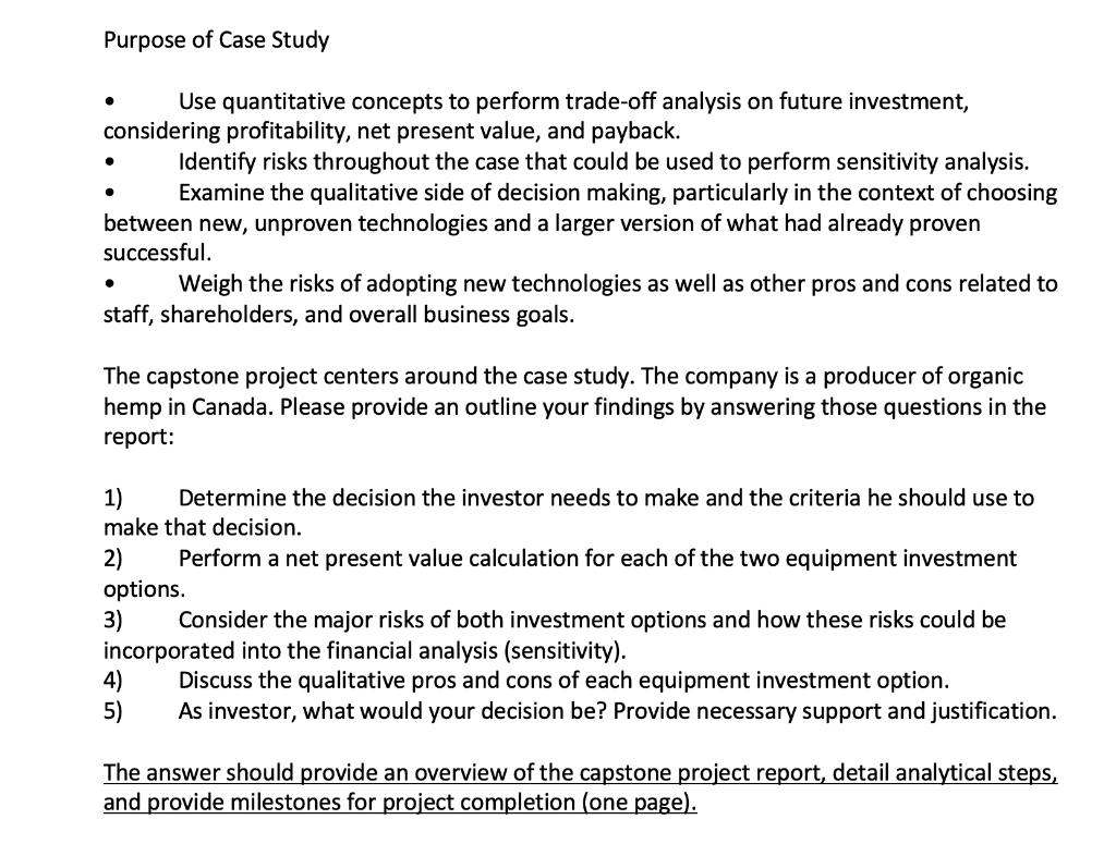 Our course topics: Purpose of Case Study . Use quantitative concepts