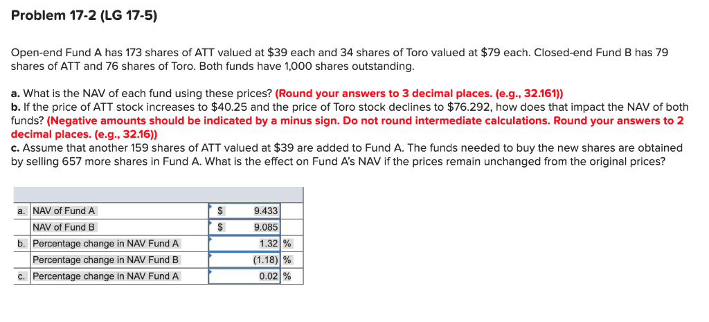 Part c is wrong someone please help. Problem 17-2 (LG 17-5) Open-end
