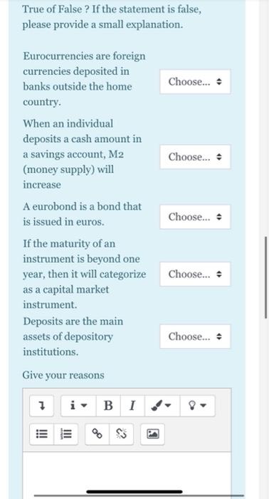  please identify the reason for the false answers. answer all the