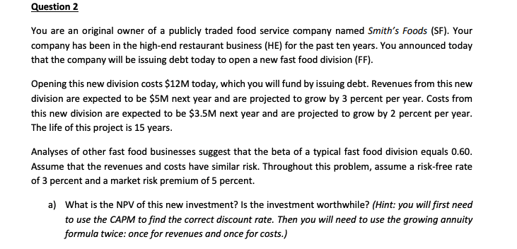 Only need help with part B Question 2 You are an original
