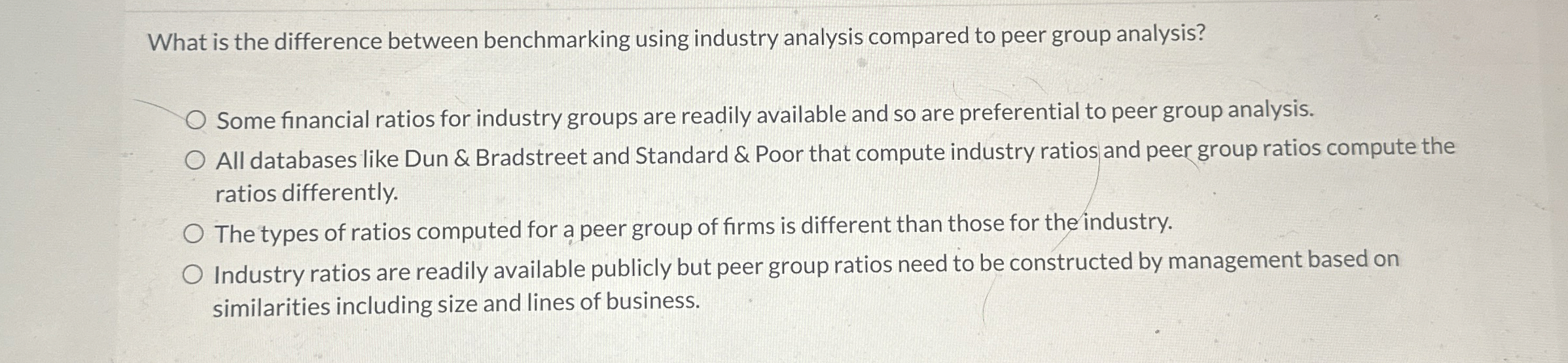  What is the difference between benchmarking using industry analysis compared to