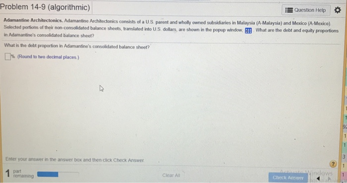  Problem 14-9 (algorithmic) Question Help * Adamantine Architectonics. Adamantine Architectonics consists