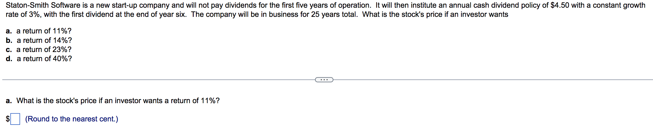 Please solve for a-d. Staton-Smith Software is a new start-up company and