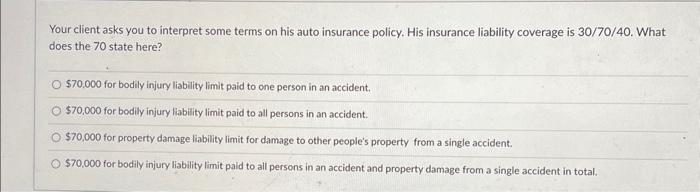 Your client asks you to interpret some terms on his auto