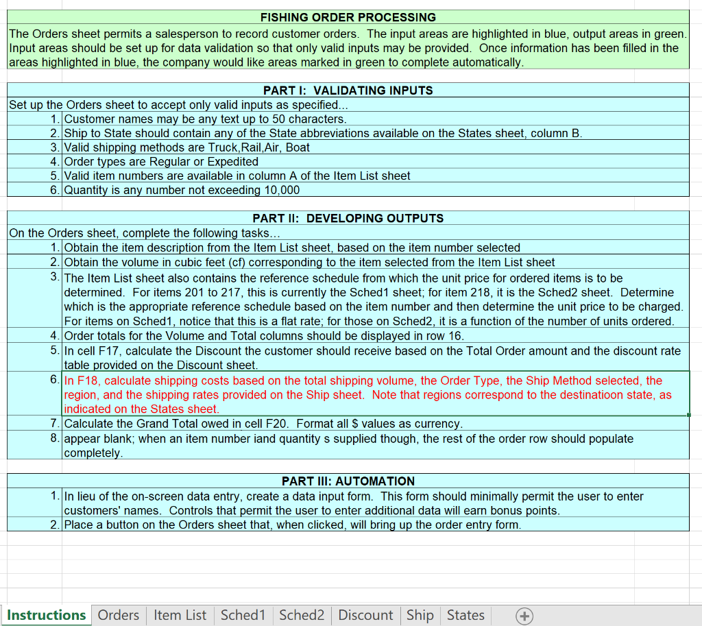 I only need help on Part II Question 6 on the Instructions