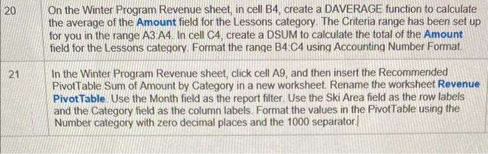 help me please 20 On the Winter Program Revenue sheet, in cell