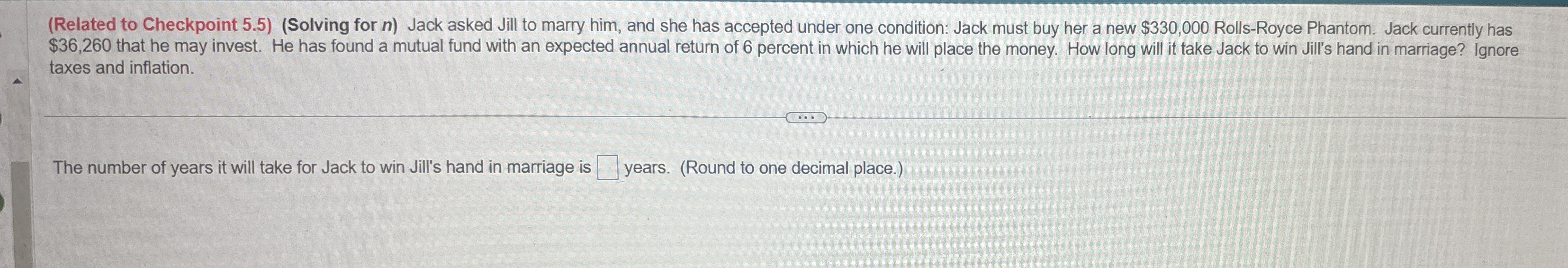  (Related to Checkpoint 5.5)(Solving for n) Jack asked Jill to marry