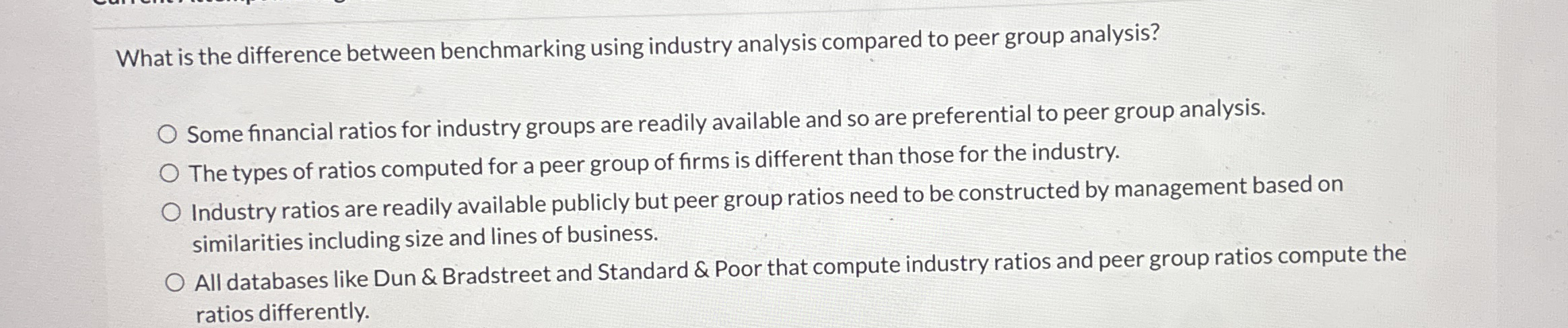  What is the difference between benchmarking using industry analysis compared to