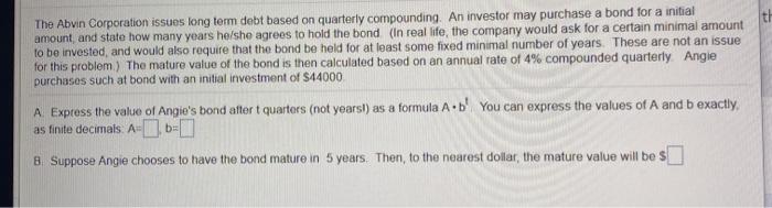  Ith The Abvin Corporation issues long term debt based on quarterly