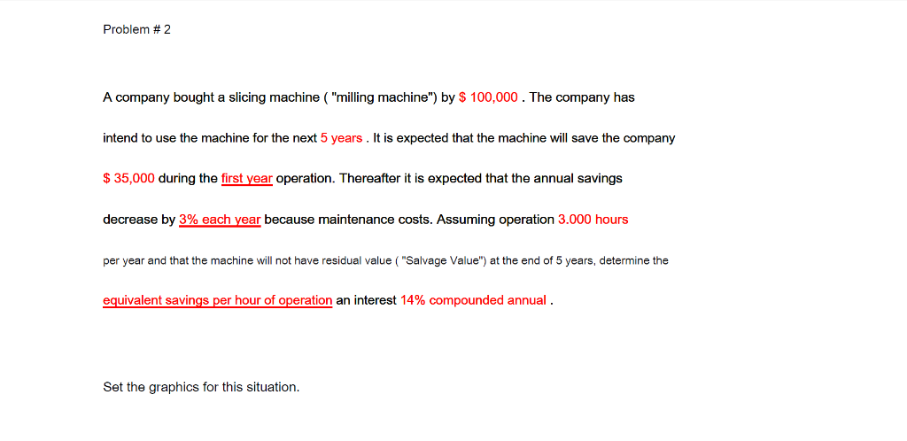  Problem # 2 A company bought a slicing machine ( "milling