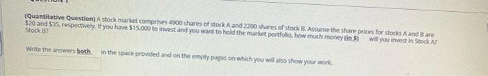  could someone answer this (Quantitative Question) A stock market comprises 4900
