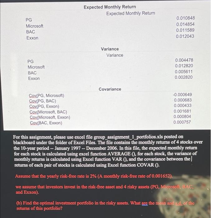please solve for part B by showing your work/formulas on excel and