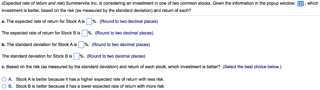 two decimal places Part c. Multiple choice COMMON STOCK A COMMON STOCK