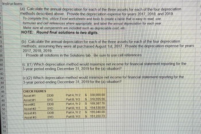 Students Please utilize Excel to complete the requirements listed below Make sure