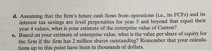 chemical products. Canton's managers have recently been considering the possibility of taking