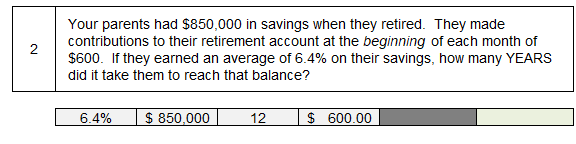  Use excel functions in answer if possible 2 Your parents had