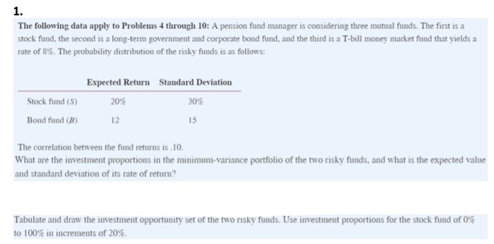  1. The following data apply to Problems 4 through 10: A