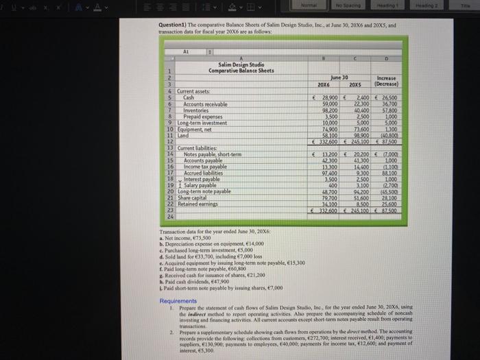  ==== Name No Send Heading Te Question. The comparative Balance Sheets