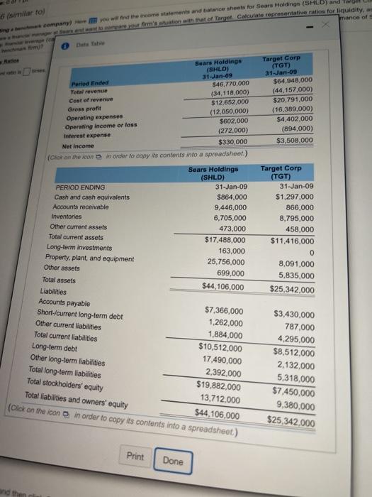 benchmark company) Here you will find the income statements and balance sheets