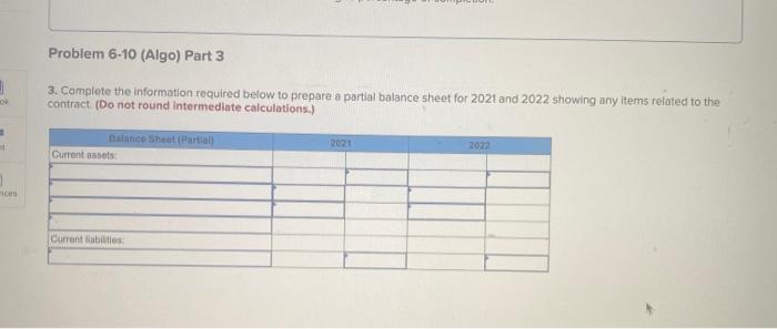 revenue recognition over time (L06-3, 6-9) The following information applies to the
