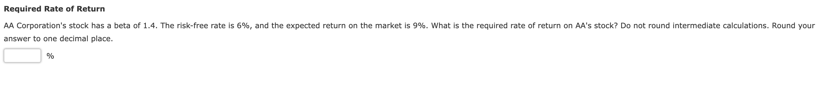 answer to one decimal place. %