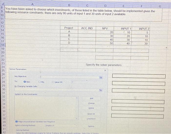  G B C D E 8 F You have been asked