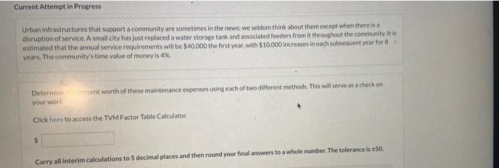  Current Attempt in Progress Urban Infrastructures that support a community are