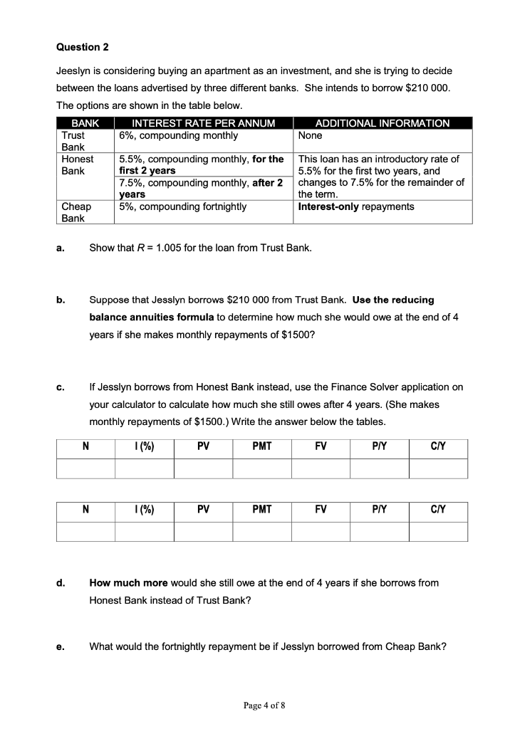 R = 1 - The annuities formula - reducing balance loans A