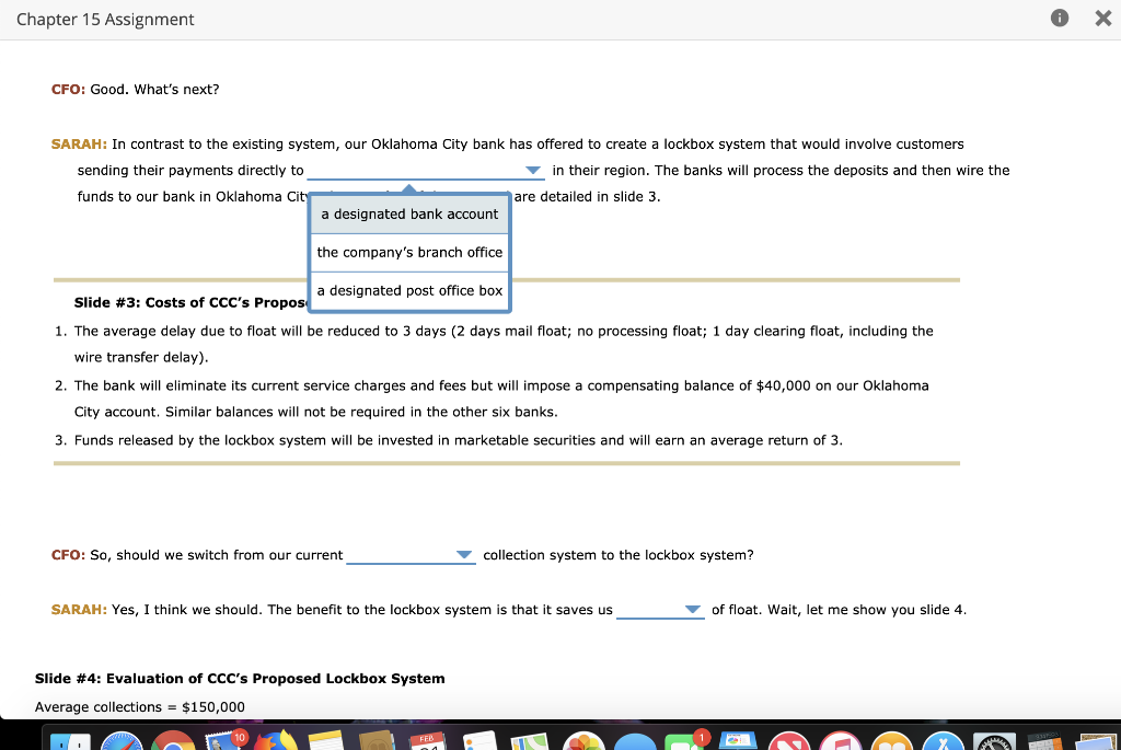 protg. Read their dialogue and correctly fill in the missing information. CFO: