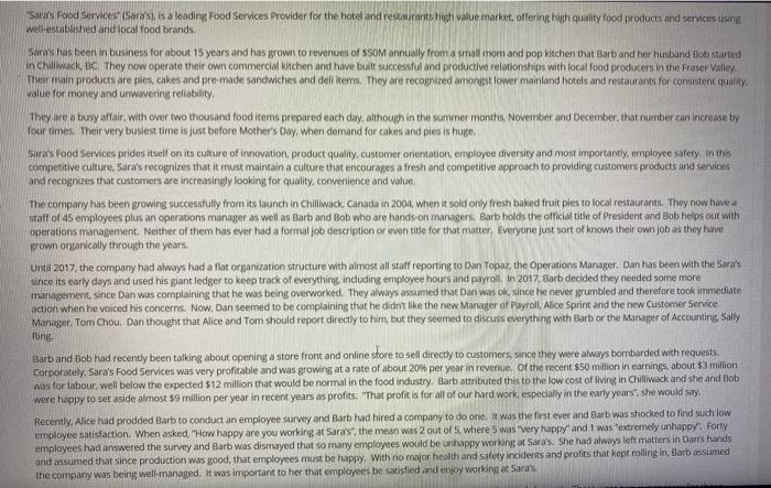 products and services using well-established and local food brands Sara's has been