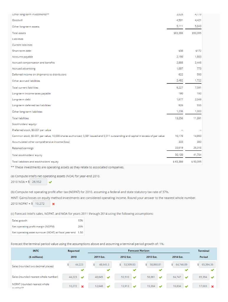please show me how to solve for the NOA, NOPAT, and FCFF