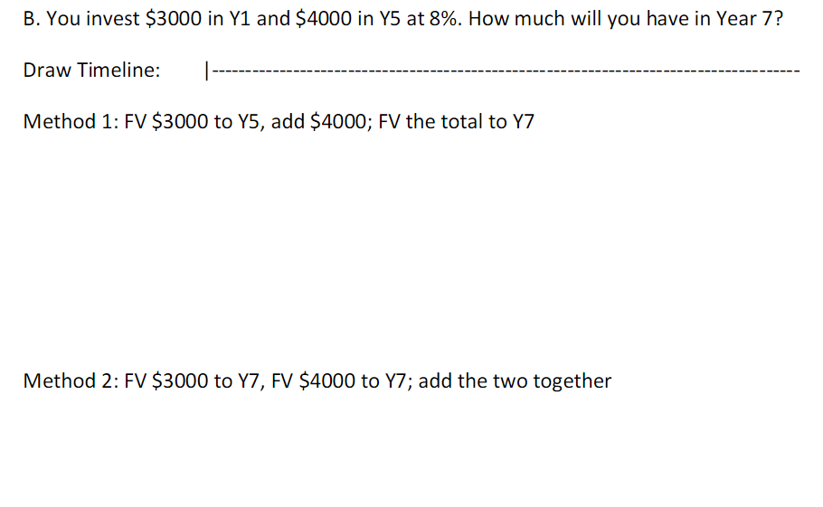 Please show both ways because I am very confused B. You invest