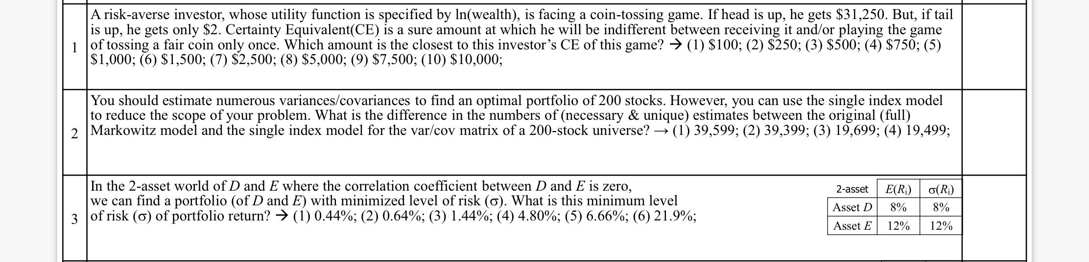 is up, A risk-averse investor, whose utility function is specified by