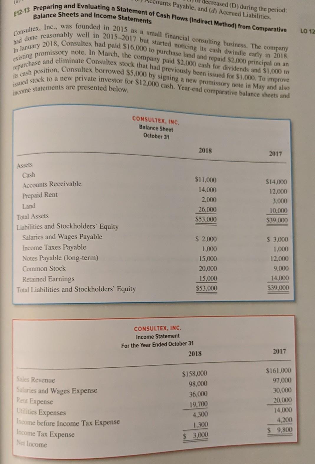  12-13 1. and 2. thanks!! E12-13 Preparing and Evaluating a Statement