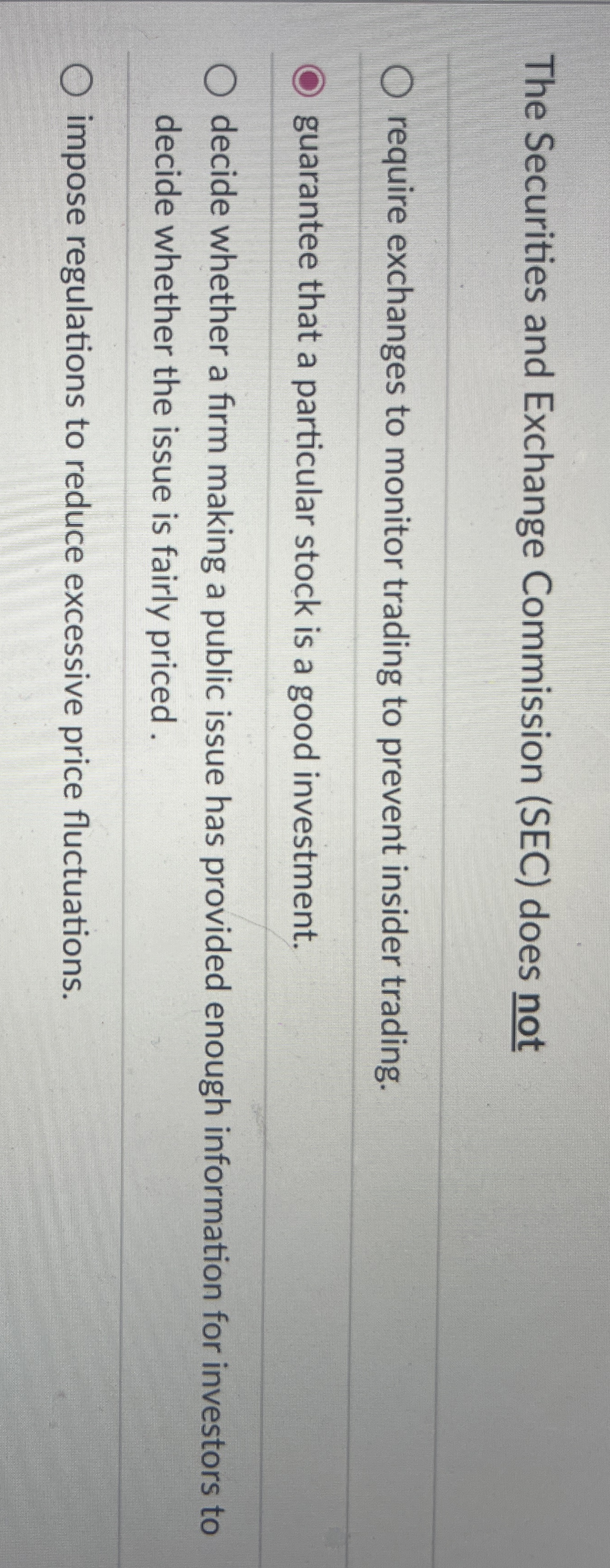  The Securities and Exchange Commission (SEC) does not require exchanges to