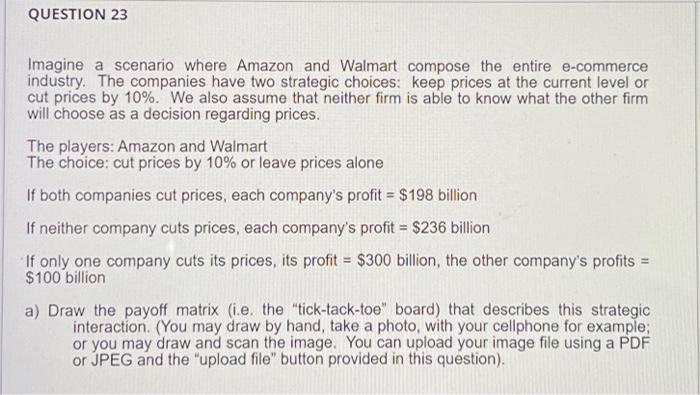 need quickly, will like!!! QUESTION 23 Imagine a scenario where Amazon and