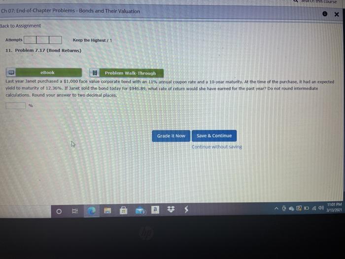  Search this course Ch 07: End-of-Chapter Problems - Bonds and Their