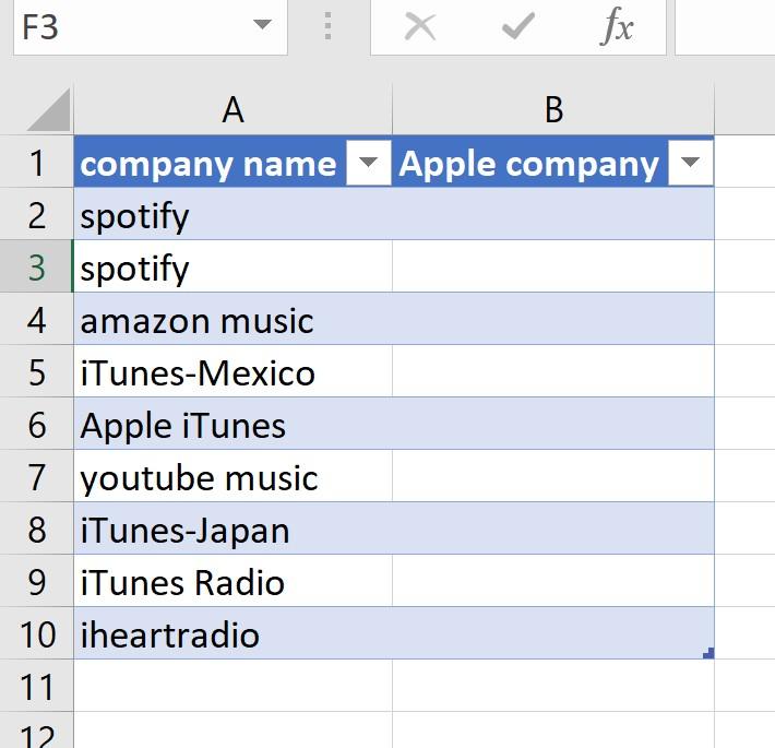  I need an Excel formula that will search the first column