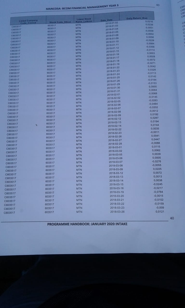 for expected returns and variance must not be rounded off. round off
