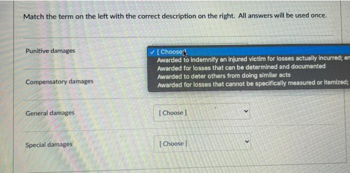  Match the term on the left with the correct description on