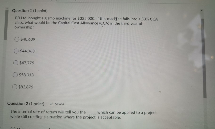  question 1 please. Question 1 (1 point) BB Ltd. bought a