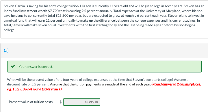 Help me solve D, please. Steven Garcia is saving for his