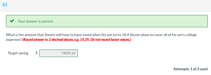 begin college in seven years. Steven has an index fund investment worth