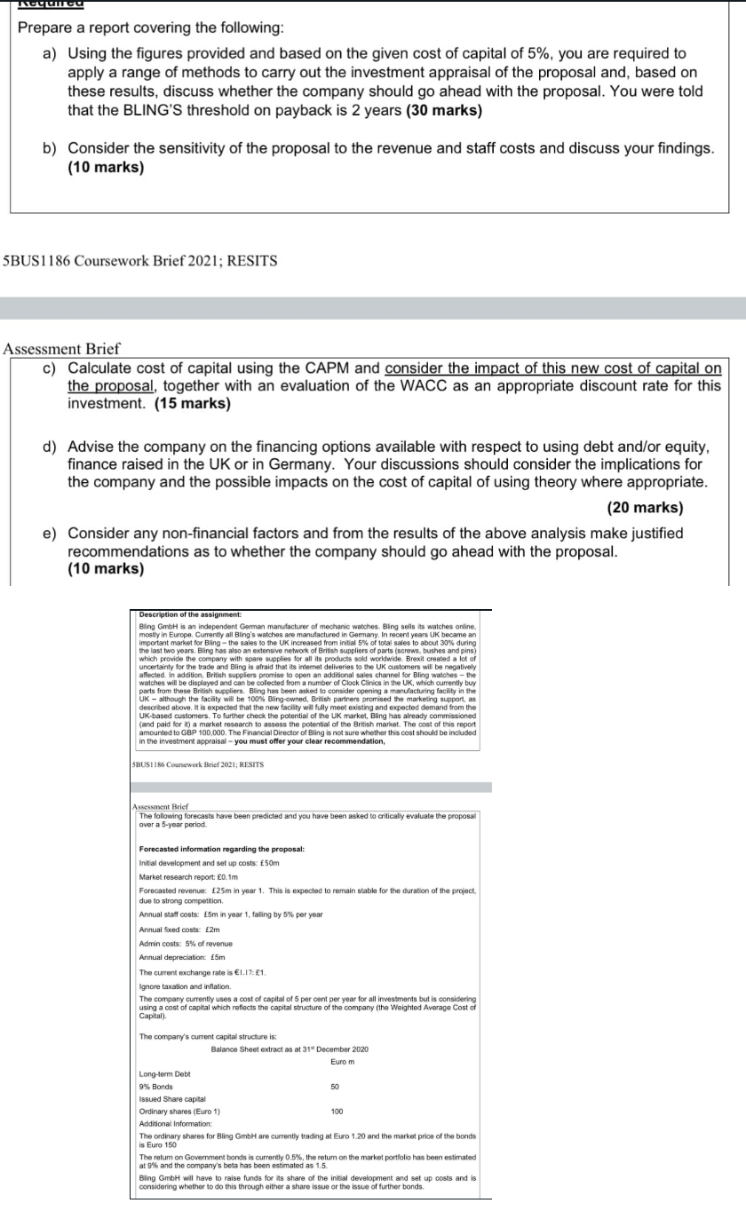  Prepare a report covering the following: a) Using the figures provided