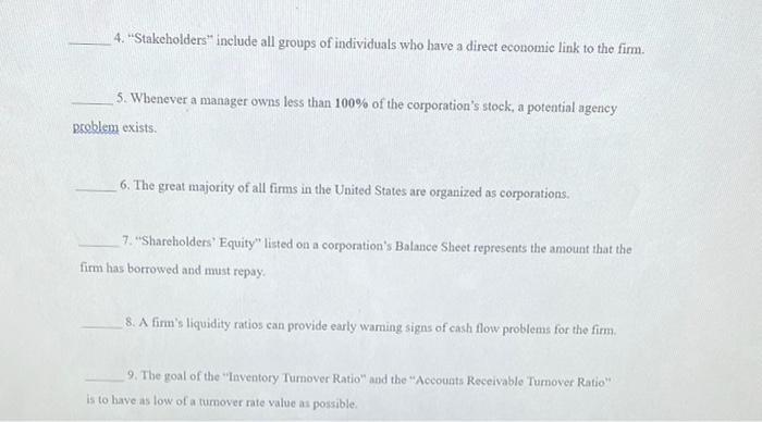 or "False" on the blank preceding each question. T 1. "Financial Services"