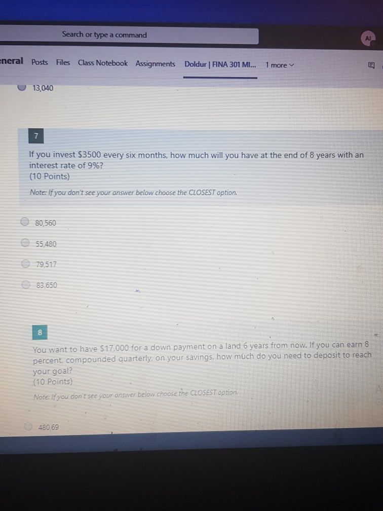 Search or type a command eneral Posts Files Class Notebook Assignments