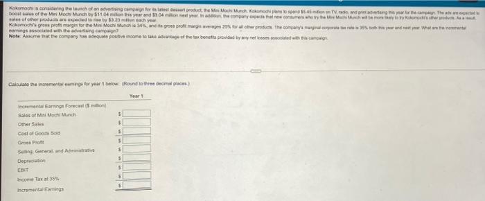 please solve for year 2 also Kom is considering en gang for