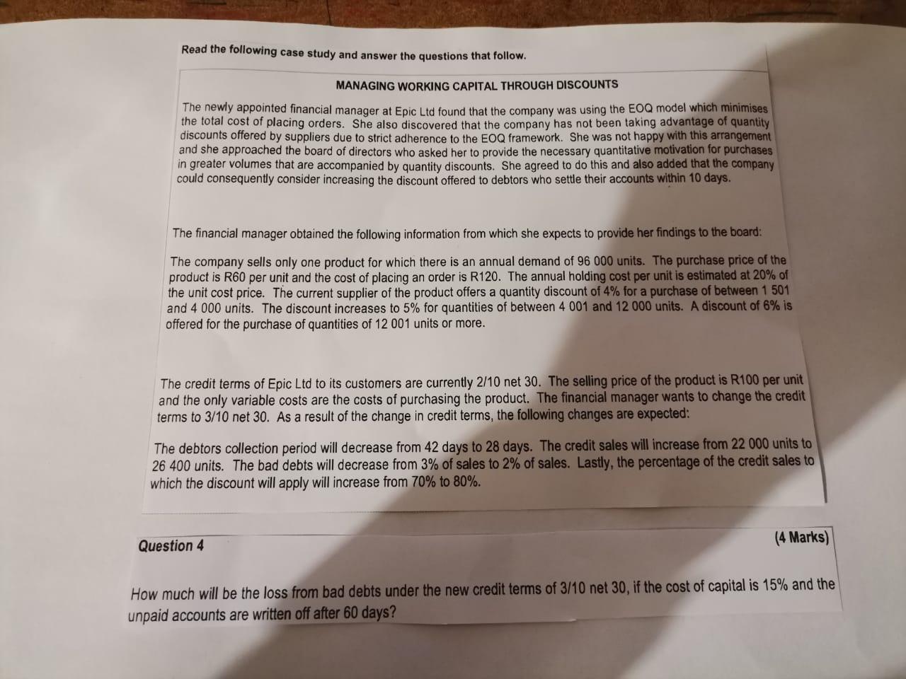 Read the following case study and answer the questions that follow.
