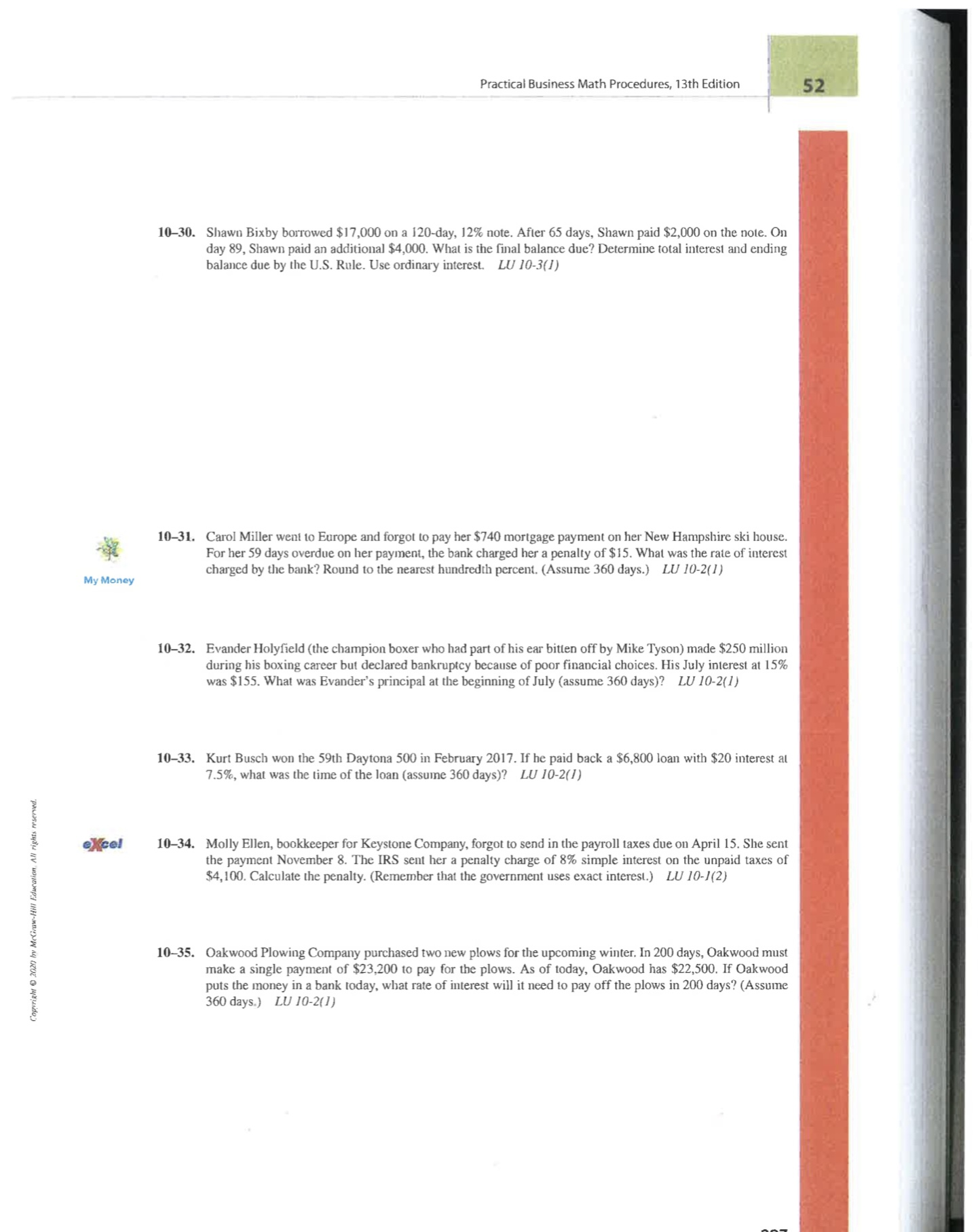  CHALLENGE PROBLEMS 10-36. Debbie McAdams paid 8% interest on a $12,500